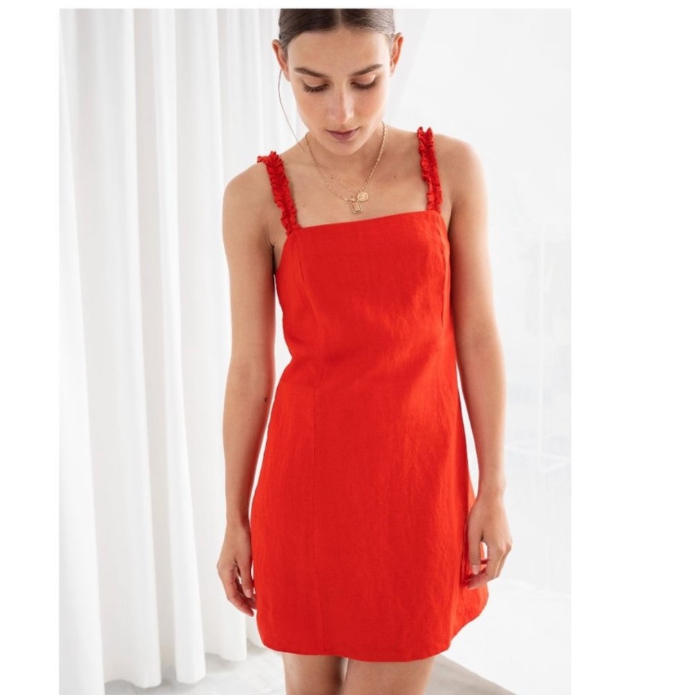 &other stories red linen mini dress! Brand new with tags!!